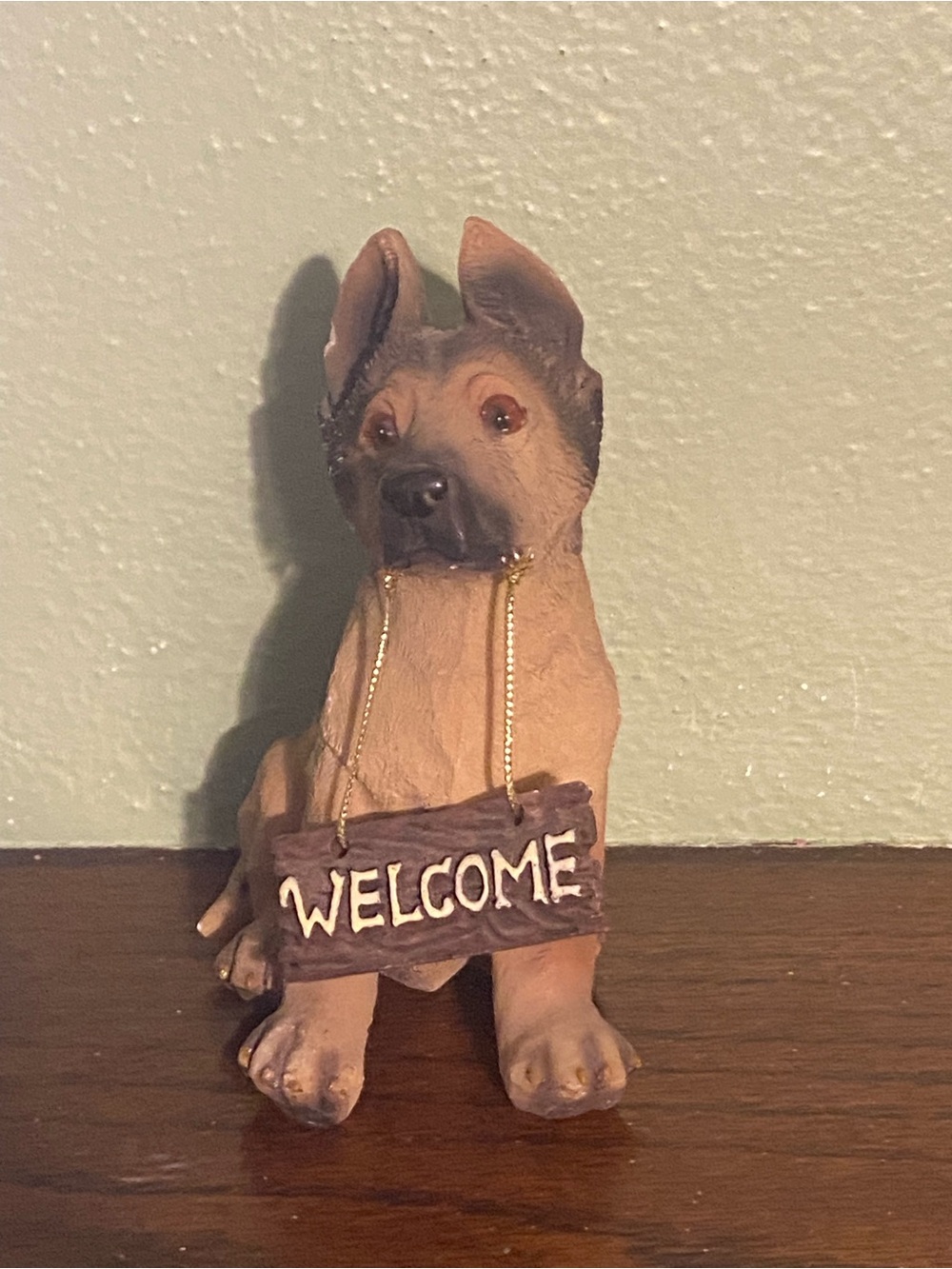 Welcome German Shepherd Dog Statue - Brown Welcome Sign